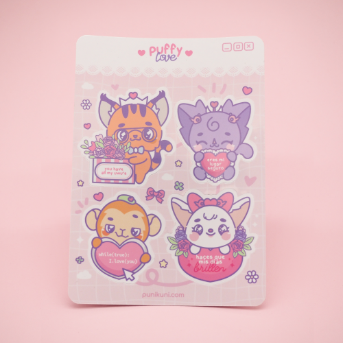 Hoja de Stickers - Puffy Love